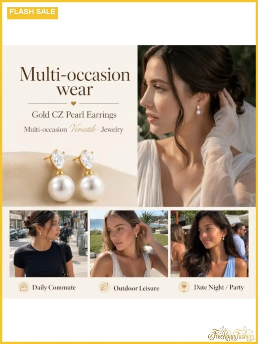 14K Gold Plated Pearl Drop Earrings Dainty Wedding Bridal Prom Jewelry
